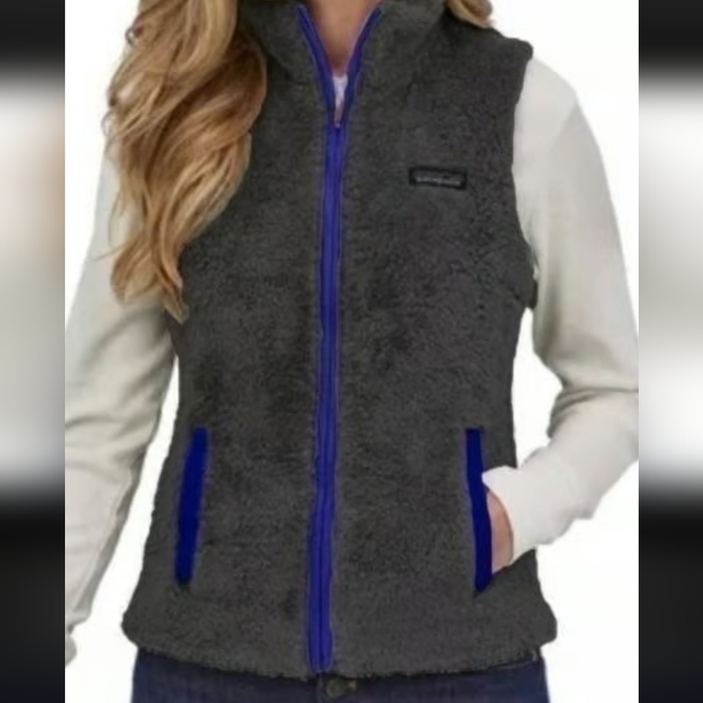 Patagonia Kids Fleece Vest in Charcoal and Blue
